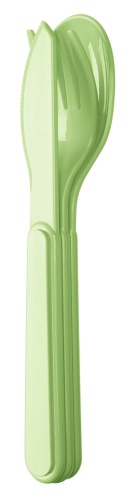 Столовые приборы в комплекте: вилка,ложка,нож (салатовый)