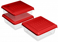 Комплект контейнеров д/прод."Asti" 0,5л х 3шт квадратных (красный)