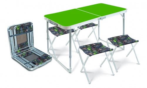 Комплект мебели складной, стол+4стула (ССТ-К2/6) (Зелёный с дубовыми листьями)