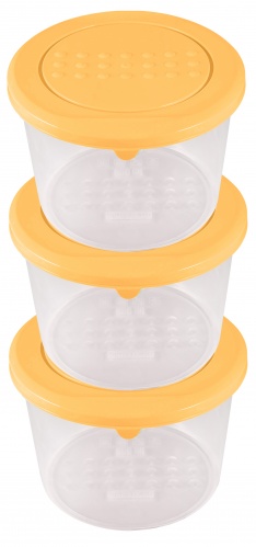 Комплект контейнеров д/прод."Asti" 0,8л х 3шт круглых(бледно-желтый)