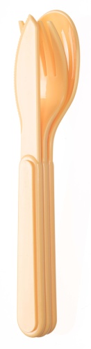 Столовые приборы в комплекте: вилка,ложка,нож (бледно-желтый)
