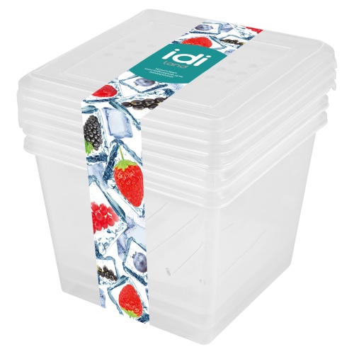 Комплект контейнеров для заморозки "Asti" 1л х 3шт квадратных (бесцветный)